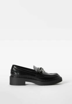 BERSHKA With Metallic Detail - Mocassins - Black -Femmes Chaussures Boutique 0f8e1cc959fd44089c1c396fd56617f4