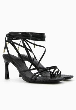 BERSHKA Lace Up Embossed Animal Print 11780160 - Sandales À Talons Hauts - Black -Femmes Chaussures Boutique 7e2dacb588854c1e9b4dc71c56403553