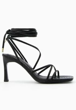 BERSHKA Lace Up Embossed Animal Print 11780160 - Sandales À Talons Hauts - Black -Femmes Chaussures Boutique 84178fcd19eb4de09e7d5ccdadeac0a1
