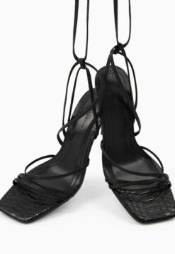 BERSHKA Lace Up Embossed Animal Print 11780160 - Sandales À Talons Hauts - Black -Femmes Chaussures Boutique c5e0e698d7cc4e0a8b311349ce58cb63