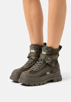 Buffalo Aspha Laceup Mid - Bottines À Lacets - Khaki